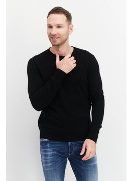 اشتري Men Crew Neck Long Sleeve Solid Sweatshirt, Black في السعودية