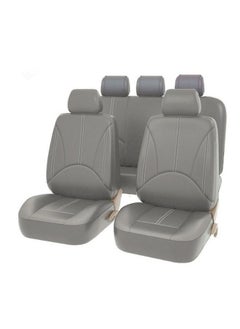 اشتري Car Seat Cover, Premium Comfort Pu Leather Upholstery Protection 9 Pieces, Grey في السعودية