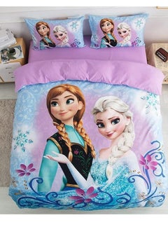 Buy 3 Piece Kids Bedding Printed Girls Luxury Printed Duvet Cover Comforter Set Cotton Multicolour 150x200cm in Saudi Arabia