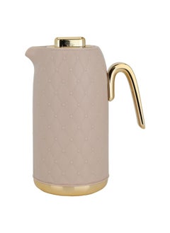 Buy Timeless Rattan Thermos Light Brown Golden Handle 1L in Saudi Arabia