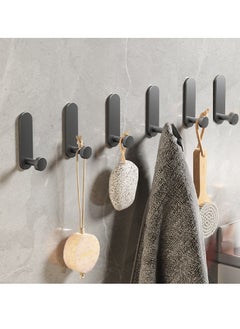 Buy 6-Piece Wall Self Adhesive Hook,Gun Grey Towel Hooks, For Bathroom Kitchen in Saudi Arabia