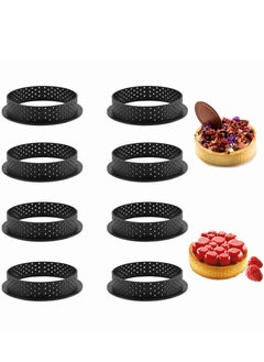 اشتري 8 Piece Tart Ring Mold, Cake Baking Tool, Cake Round Cutter for Kitchen Restaurant Baking Muffin Mousse Ring Cake French Dessert في الامارات