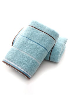 Buy Large Pure Cotton Bath Towel Blue 70X140cm in Saudi Arabia