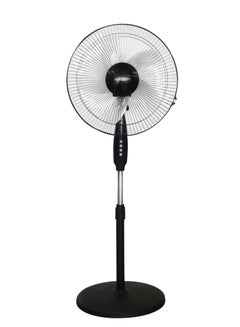 اشتري Pedestal Stand Fan Adjustable Height 3 Speed 5 Leaf Blade Fan Suit For Home and Office Black 120cm في الامارات