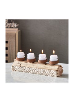 اشتري Lumber Natural Wooden Candleholder 28 x 9.5 x 8 cm في السعودية