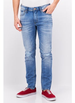 اشتري Men Skinny Fit Washes Stretchable Jeans, Light Blue في الامارات