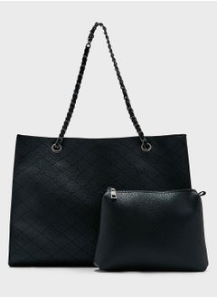 Buy Quilted Chain Handle Tote Handbag in UAE