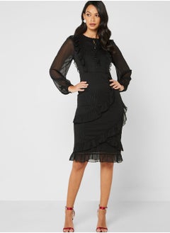 Buy Shimmer Layered Ruffle Dress in Saudi Arabia