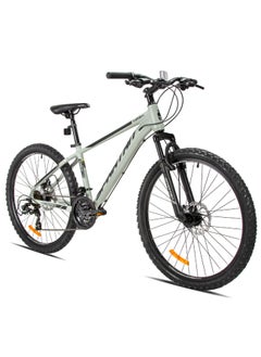 Buy Hardtail Mountain Bicycle| Lightweight alloy frame & rims | Gear | Disc brakes | Front Suspension Bike and Shimano Shifters| Sand Grey | Size - 26 Inches in UAE