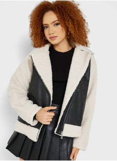 Buy Pu Color Block Jacket in UAE