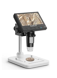 Buy Elikliv Microscope, LCD Digital Coin Microscope 1000x, Coin Magnifier with 8 Adjustable LED Lights, PC View Compatible with Windows, EDM4, 4.3 Inch in UAE