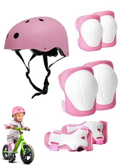 Buy Kids Bike Helmet Set Skateboard Knee Pads Kids Helmet Elbow Pads Wrist Guards Adjustable for 2~8yrs Girl Boy Kids Protective Gear Set for Sport Cycling Bike Roller Skating Scooter (Pink) in Saudi Arabia