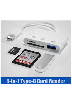 اشتري 3-In-1 Type-C Card Reader to SD TF USB Connection Smart Memory Card Reader White في السعودية