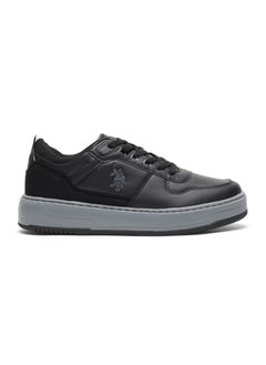 اشتري Men's Black Low-Top Casual Sneakers - Dual-Tone Sole Lace-Up Design for Everyday Style في الامارات