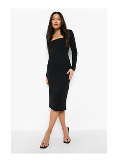 Buy Basic Long Sleeve Square Neck Midi Dress in UAE