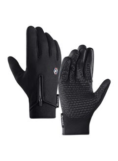 اشتري Cycling Gloves Bicycling Gloves Anti Slip Shock Absorbing Men Women Winter Cycling Gloves Three Fingers Touch Screen Fleece Windproof Waterproof Warm Outdoors Sport Gloves في الامارات