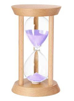 Buy Sand Timer, 15 Minutes Wood Base Hourglass Sandglass Clock for Childrens Teeth Brushing Kitchen Cooking Game School Office Home Decoration (Purple, 15 min) in UAE