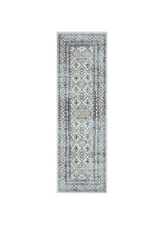 Buy Everwash Treasure Cambria Southwest Geometric Machine Washable Runner Area Rug Beige Navy Blue 2'2"X7'2" in UAE