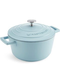 Buy Small Casserole Dish With Lid 2.5L 20 Cm Lightweight Cast Aluminum Induction Hob And Oven Safe Sky Blue in Saudi Arabia