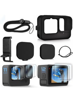 Buy for GoPro Hero 12 Case, Hero 11 / Hero 10 / Hero 9 / Silicone Sleeve Cover, Battery Side Cover, Screen Protectors, Lens Caps, Lanyard for Go Pro Hero 12/11/10/9 Black Accessories Kit in Saudi Arabia
