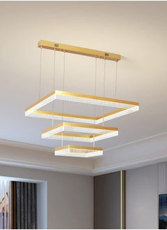 Buy 3 Square Chandelier Living Room, LED Modern Gold 60cm Side Length Dimmable Chandelier Lamp, Chandelier Light Fixture for Dining Room, Bedroom,3000-6000K,90W in UAE