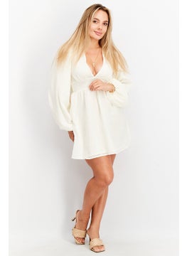 اشتري Women Textured Mini Dress, Cream في الامارات