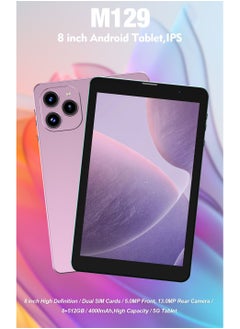 Buy M129 tablet 8-inch screen 8GB RAM 512GB storage space supports 5G Wi-Fi connection latest version (pink) in UAE