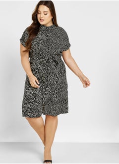 Buy Printed Button Detail Shirt Dress in UAE