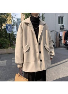 Buy Autumn Winter Mens Woolen Coat Korean Casual TrendyApricot Apricot in UAE