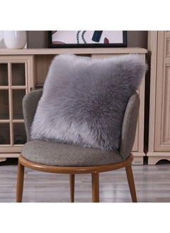 Buy Plush Sofa Cushion wool Dark Grey 50 x 50cm in Saudi Arabia