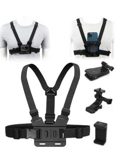 Buy Camera Chest Mount Strap Harness Fit for AKASO DJI Osmo Adjustable Cell Phone with Sports Installation Bracket kit Mobile Backpack Clip Holder in UAE