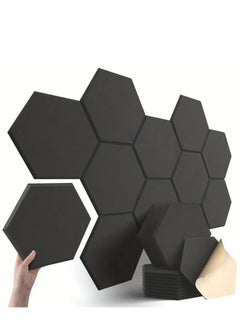 Buy 12pcs Sound Proof Panels, Acoustic Panels With Self-Adhesive, Flame Retardant, Stylish Hexagonal Design, Great To Reduce Noise And Eliminate Echoes (NRC>0.9), 30.48cm X 25.4cm X 1.02cm in UAE