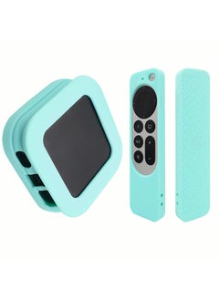 Buy Silicone Case for 2022 Apple TV 4K Wi-Fi TV Box Remote Cover, Foldable Soft Silicone Remote Sleeves with TV Box Case Skin -Cyan in UAE