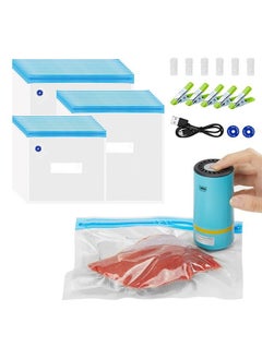 اشتري INKBIRD Food Vacuum Pump Electric Vacuum Sealer Zipper Bag for Anova and Joule Cookers 30PCS BPA Free Reusable Vacuum Seal Food Storage Bags 5 Cooking Clips 6 Sealing Clips 2 Replacement Air Valves في الامارات