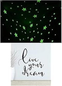 اشتري Bundle of 100 Pcs Home Wall Glow In The Dark Stars Stickers Kids Room Decoration + Live your dream sticker wall art 55x55 cm black في مصر