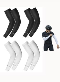 Buy 4 Pairs Of Cooling Arm Sleeves,Outdoor UV Sun Protection Arm Sleeves - Cooling Compression Arm Sleeve - Sports & UV Arm Sleeves for Men & Women for Basketball Golf Football，4 Pairs in Saudi Arabia