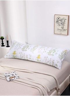 Buy 1 Piece Long Body Pillow Case, Yellow Flowers with Green Leaves Design. in UAE