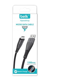 Buy Micro USB Charging Cable High Speed Cut Resistant Fabric 1200mm black in Saudi Arabia