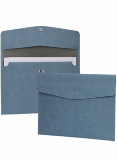 Buy File Folder, PU Leather A4 Document Holder Organizer Filing Envelope Portfolio Case Tablet Sleeve with Magnetic Snap Closure for Home School Office Stationery (Blue) in UAE