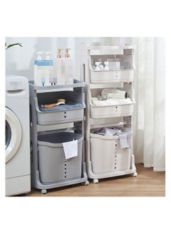 اشتري Laundry basket with an innovative and modern design, multi-use, consisting of two layers and equipped with wheels في السعودية