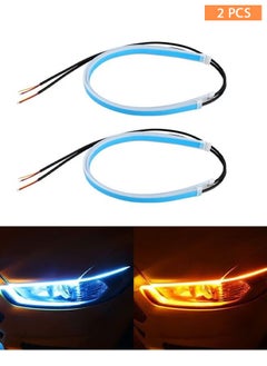 Buy 2 PCs LED Car Under Hood Light Strip, Car Sequential Turn Signal Light, 17.7 Inch  Turning Light Guide Decorative Waterproof Daytime Car LED ultra-thin day running light scanning two-color in UAE