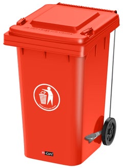 Buy Plastic Garbage Bin 240 Litre With Wheel and Pedal - Heavy Duty Kitchen Dust Bin Outdoor Recycle Trash Can Large Industrial Waste Bin Trash Bin (Red) in UAE