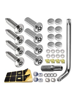 Buy Anti Theft License Plate Screws Set Stainless Steel Bolts Fasteners Kits for Car Tag Frame 1/4" M6 Security Screw Set with Rust Proof Chrome Screw Caps Cover Tamper Resistant Mounting Hardware in UAE