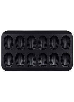 اشتري Nonstick Madeleine Pan, 12 Cavity Shell Shape Carbon Steel Baking Cake Mold Pan Oven Baking-Black في السعودية