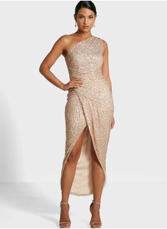 Buy One Shoulder Asymmetric Sequin Dress in Saudi Arabia