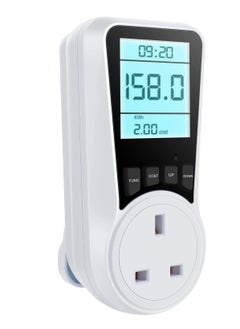 Buy Electricity Usage Monitor,  Power Meter Energy Monitor Plug with Backlight LCD Display, 7 Modes Voltage Amps Wattage KWH Consumption Monitor, 2900W/13A Overload Protection in UAE