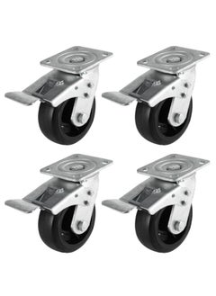 اشتري Set Of 4 Caster Wheel Industrial Brake 028 6 Inch For Trolleys Furniture And Other Moving Tools في الامارات