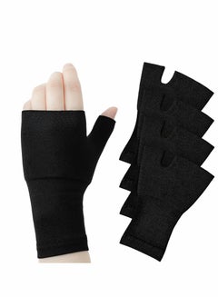 Buy 4 PCS  Wrist Thumb Support Sleeve Fingerless Wrist Gloves Compression Arthritis Gloves Sports Wrist Support Brace for Fatigue Sports Typing (Black, Unisex, Medium) in UAE