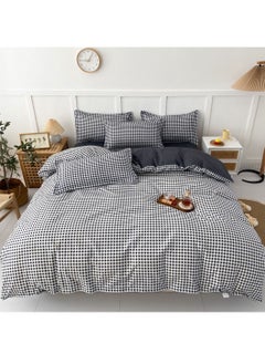 اشتري 4-Piece Fresh Plaid Printed Design Duvet Cover Set Cottonl Black 200x230cm في السعودية