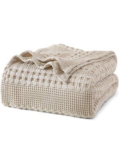 Buy 100% Cotton Waffle Blanket King Size, 108"X90" Pre-Washed Soft Waffle Weave Blanket For All Season, Lightweight And Breathable Blanket For Couch Bed Sofa, Natural in UAE